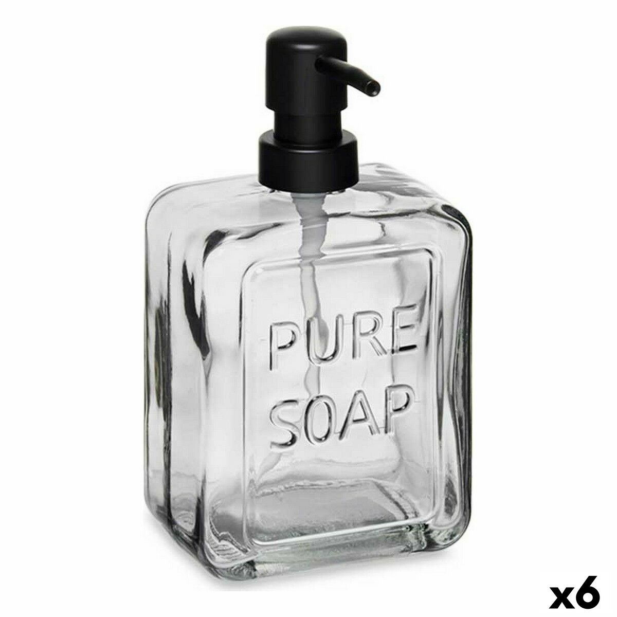 Dispensador de Sabão Berilo Pure Soap Preto Cristal Plástico 570 ml 10 x 18 x 6 cm (6 Unidades)