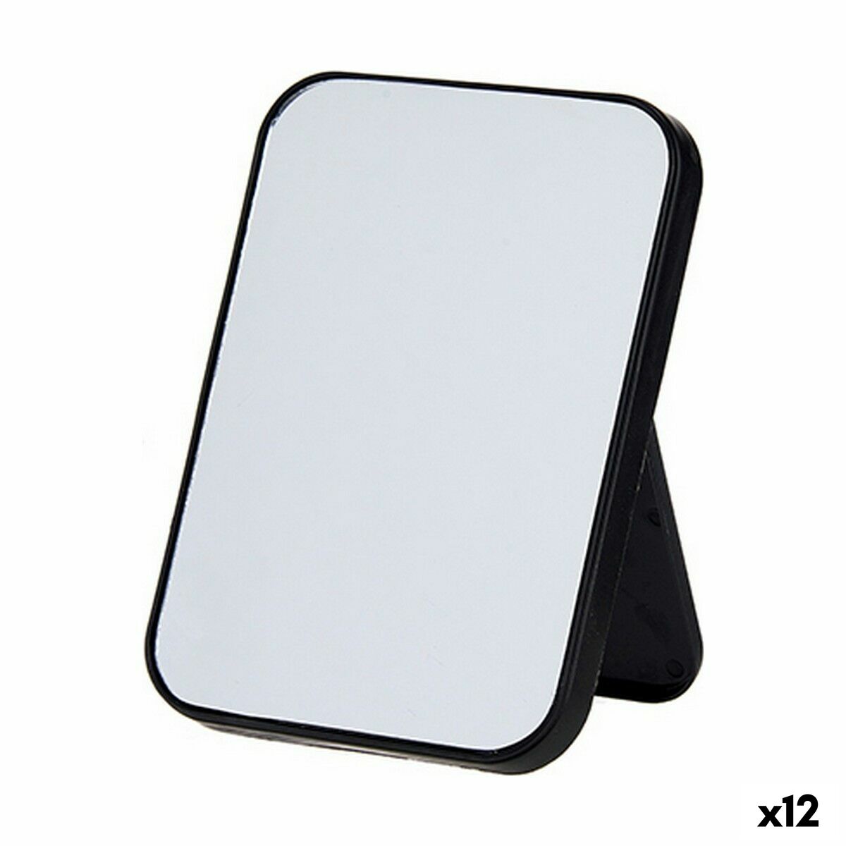 Espelho com Suporte Berilo Branco Preto Polipropileno 1,7 x 20 x 14 cm 14 x 20 x 1,7 cm (12 Unidades)