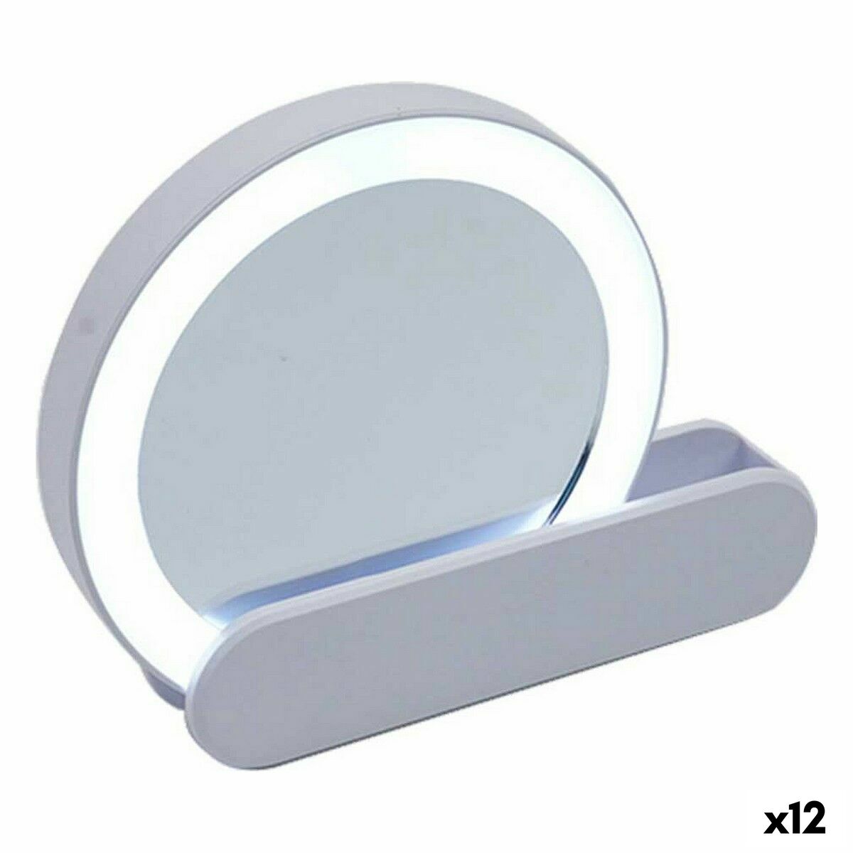 Espelho Berilo Branco ABS 9 x 2 x 10 cm Leve LED (12 Unidades)