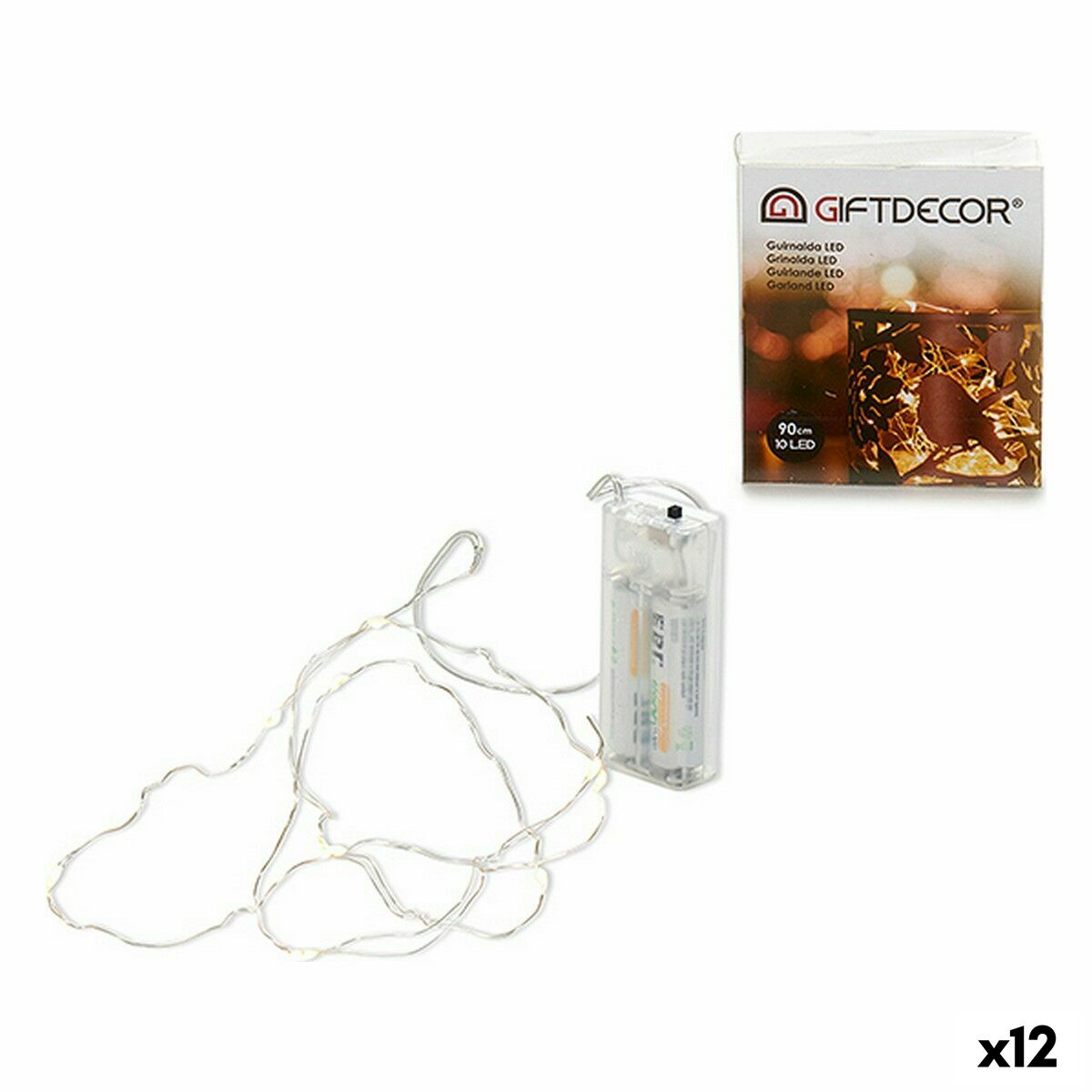 Grinalda de Luzes LED Gift Decor Transparente 90 cm 7,5 x 2,2 x 8,5 cm (12 Unidades)