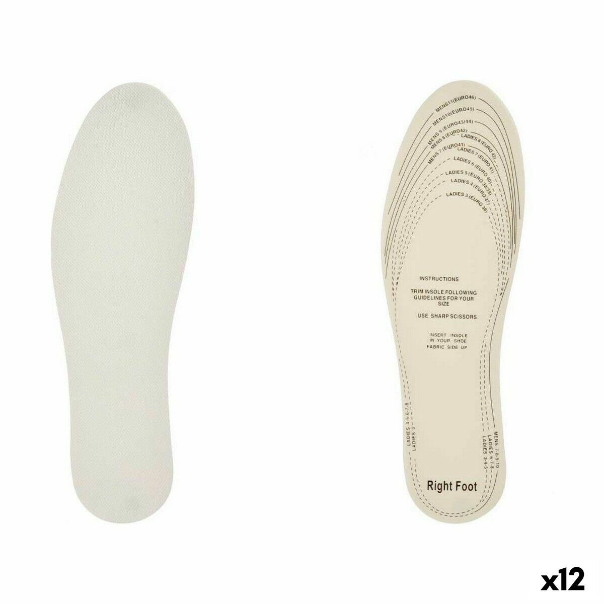 Palmilhas Extra COmfort Branco Plástico Látex TNT (Non Woven) 9,5 x 29,5 cm 11,5 x 0,5 x 36 cm (12 Unidades)