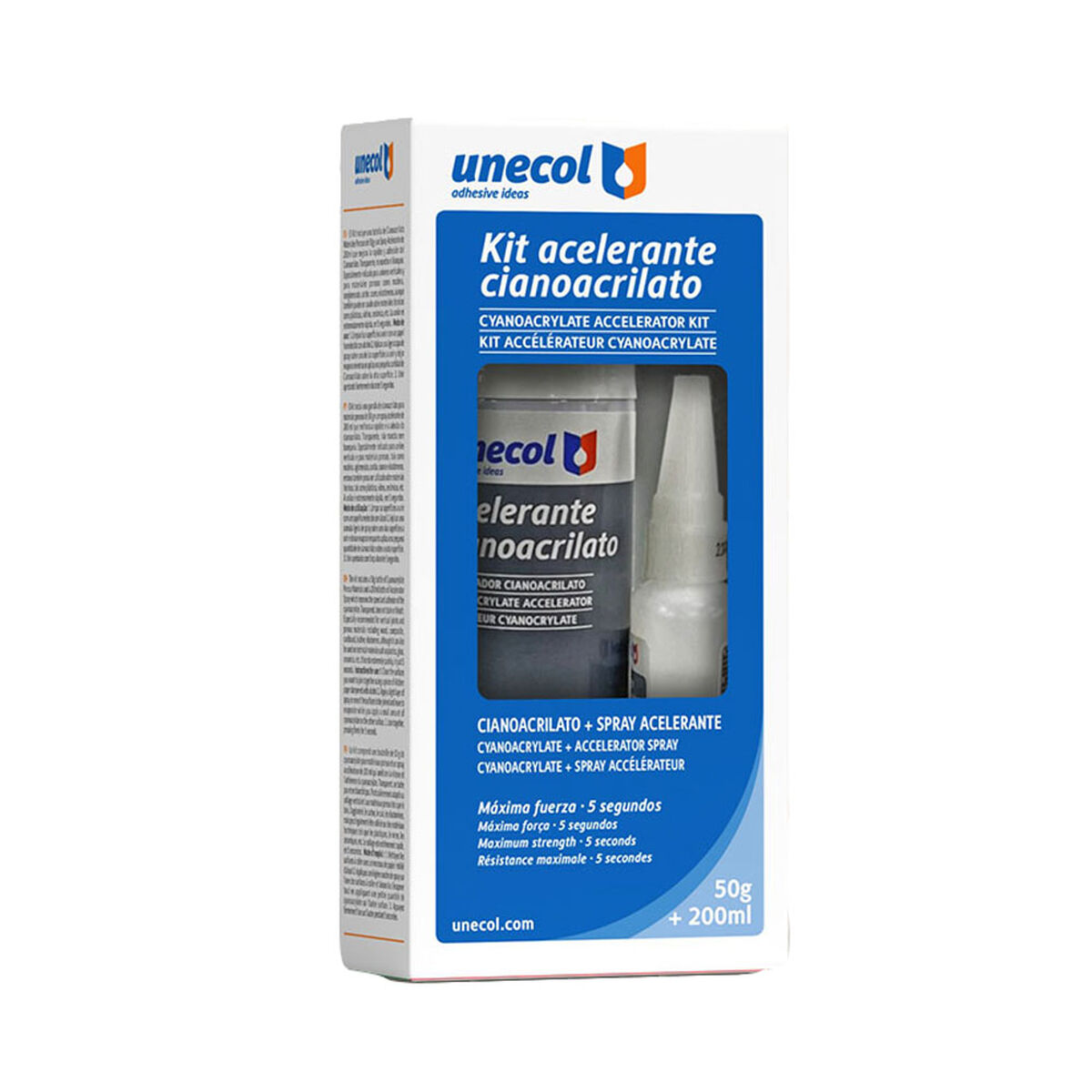 Kit Cianoacrilato Unecol A7156 200 ml 50 g 2 Peças