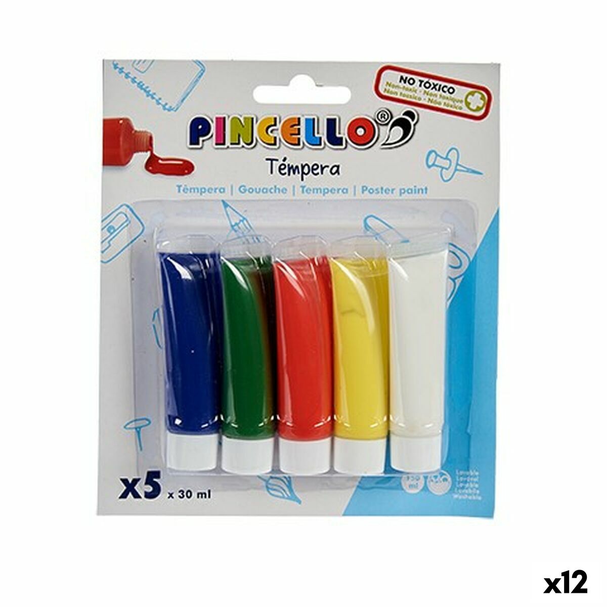 Têmperas Pincello Multicolor 30 ml (12 Unidades)