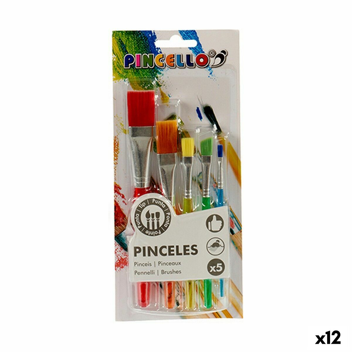 Pincéis Pincello Multicolor Conjunto (12 Unidades)