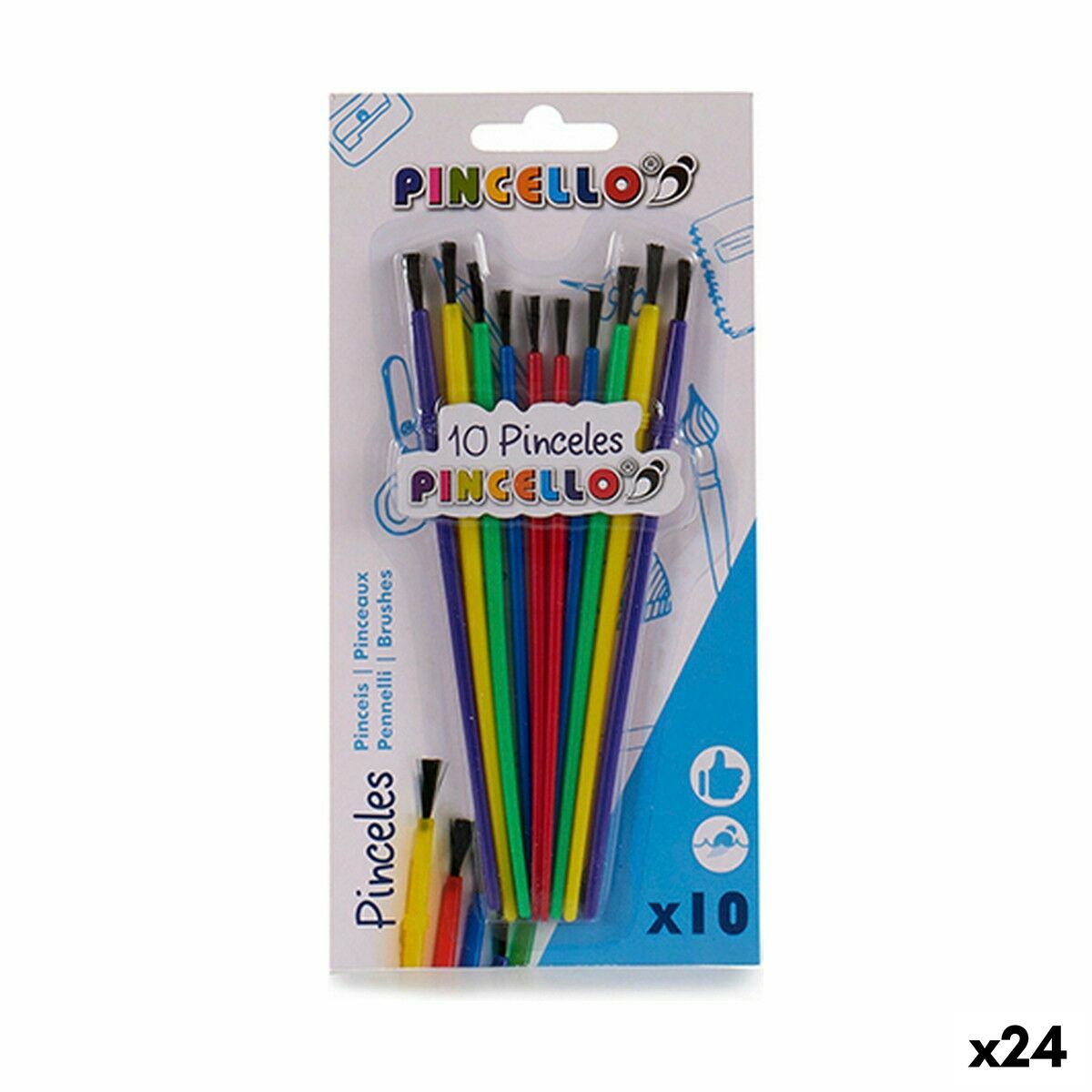 Pincéis Pincello Multicolor Conjunto (24 Unidades)
