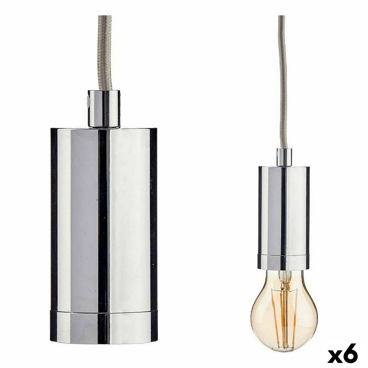 Candeeiro de teto Gift Decor Prateado 60 W 220-250 V (6 Unidades)