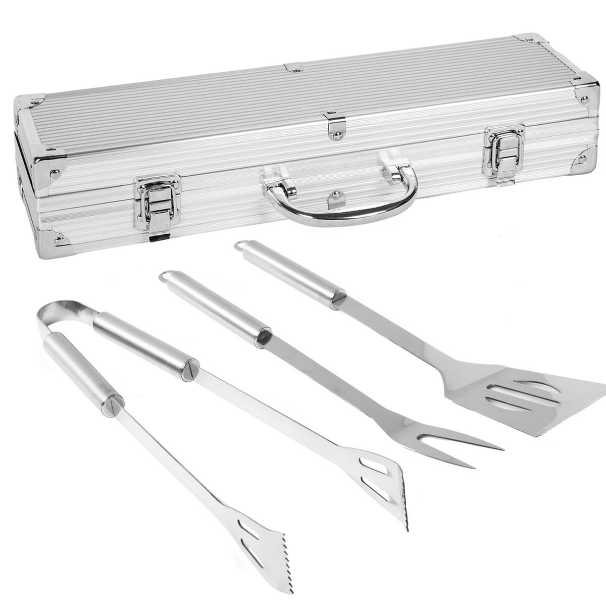 Kit de Utensílios para Churrasco com Estojo Barbacoa Aço inoxidável 37 x 10 x 8 cm