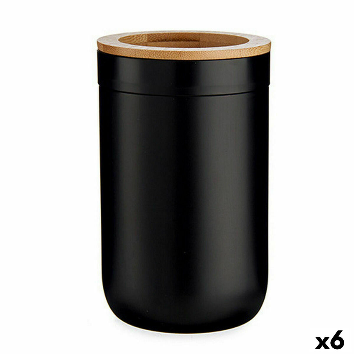 Suporte para a escova de Dentes Berilo Castanho Preto Natural Bambu Polipropileno 7,7 x 11,5 x 7,7 cm (6 Unidades)