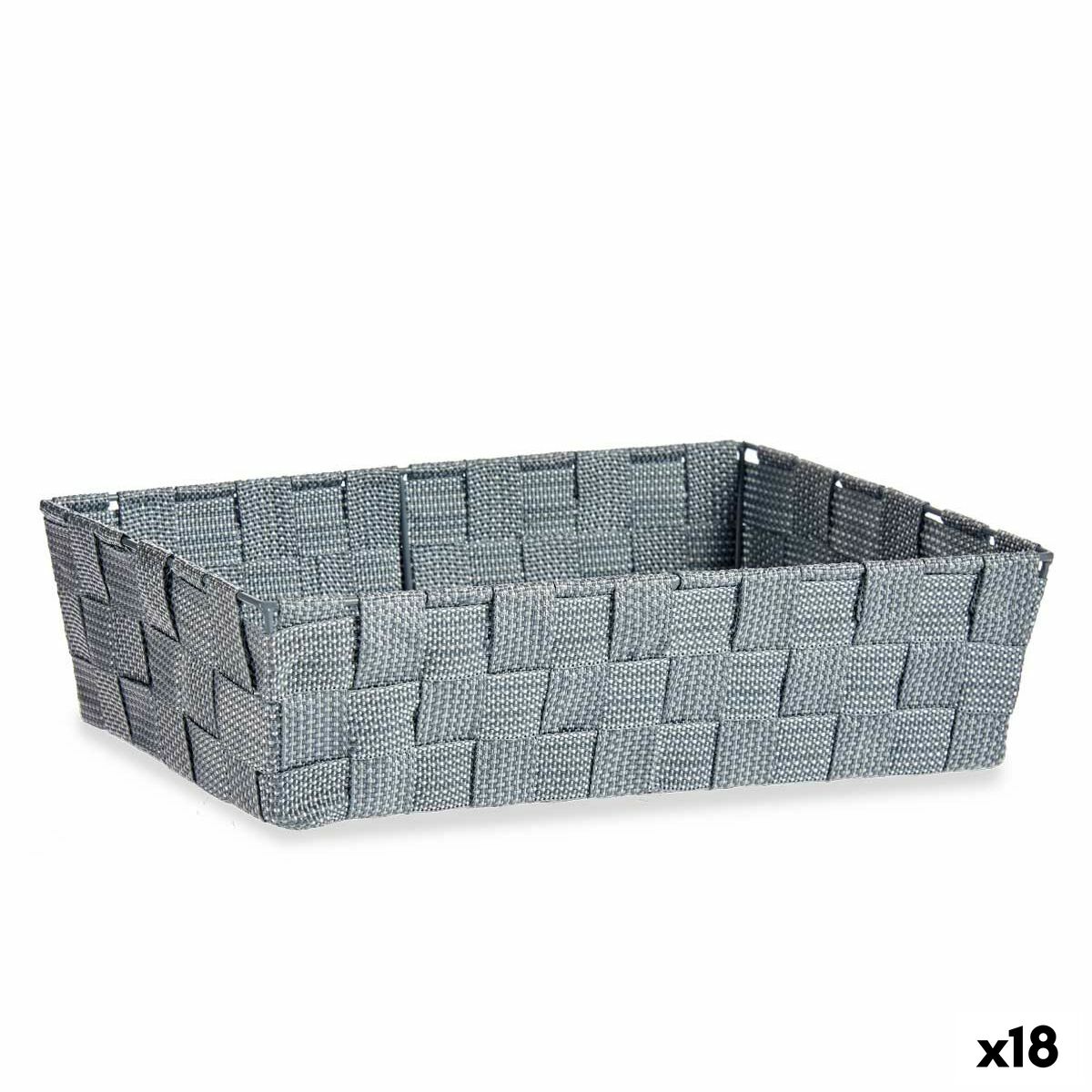 Cesta Multiusos Kipit Cinzento Poliéster Tecido Entrançada 3,8 L (18 Unidades)