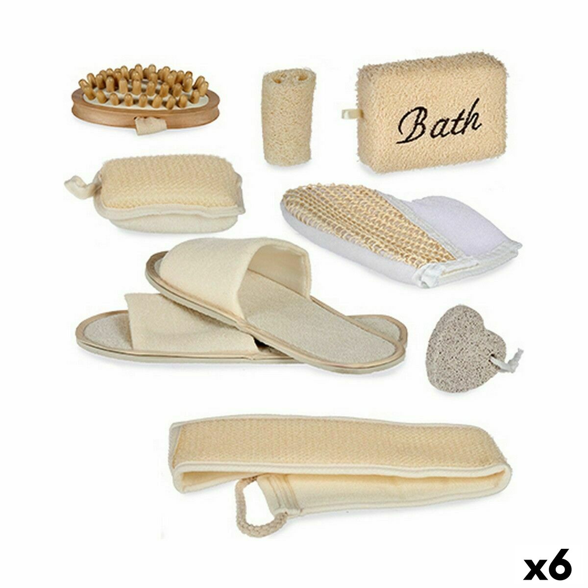 Conjunto de Banho Berilo Castanho 30 x 6,5 x 30 cm Cabaz (6 Unidades)