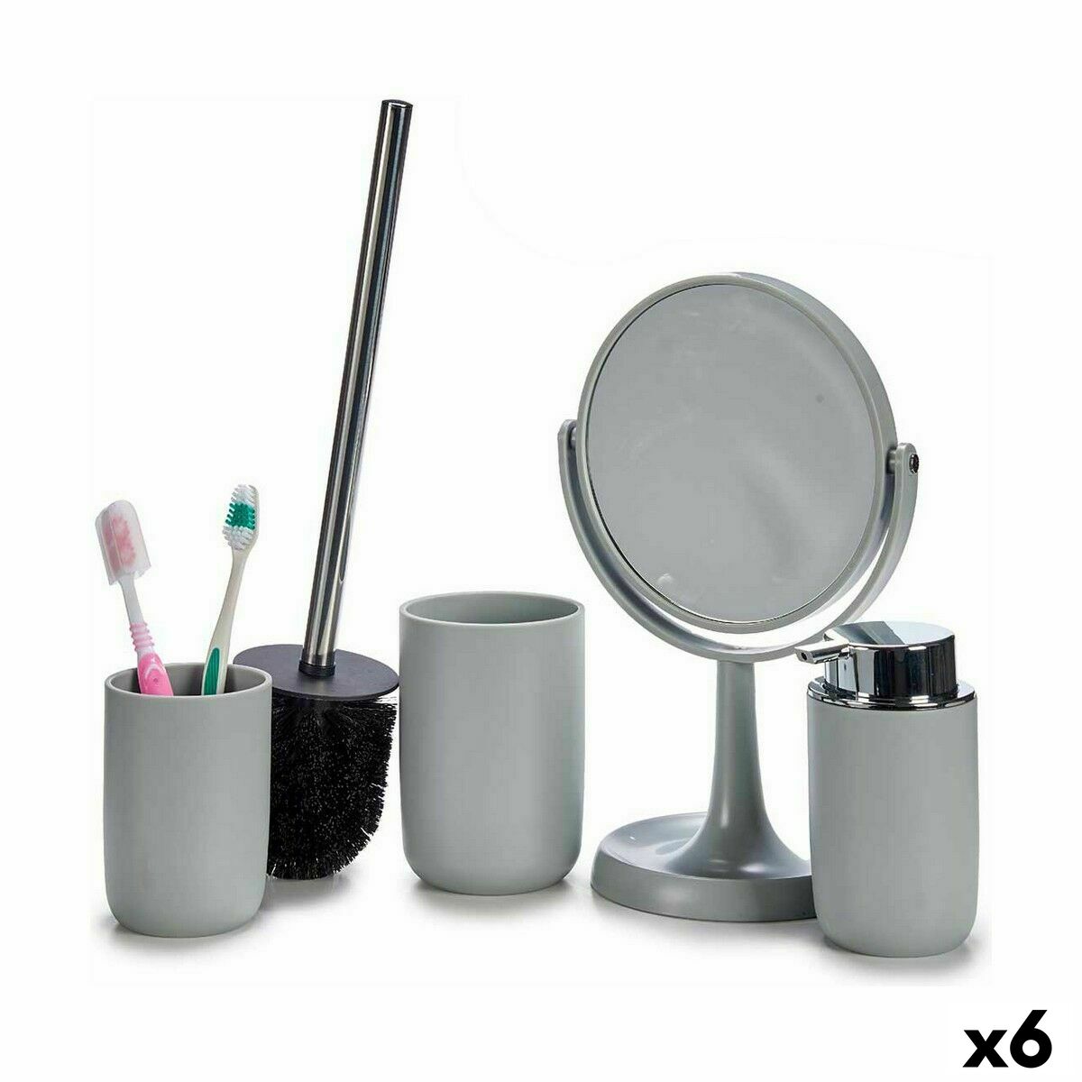Conjunto de Banho Berilo Cinzento Polipropileno 16,5 x 29,5 x 17 cm 4 Peças (6 Unidades)