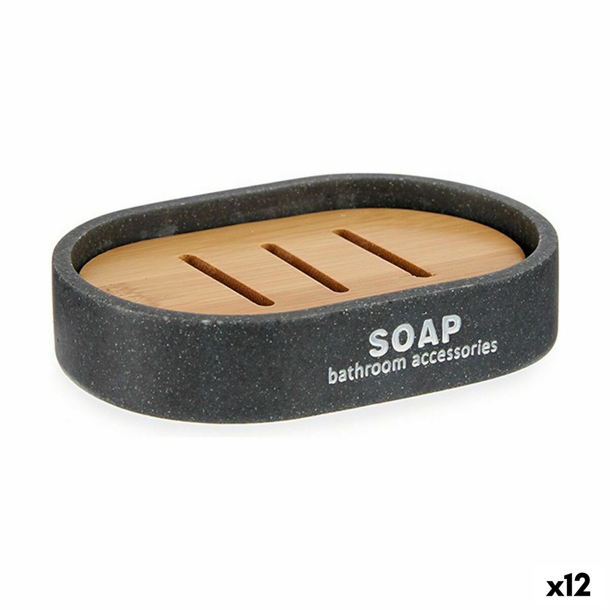 Saboneteira Berilo Castanho Cinzento Resina 8 x 2,5 x 12,5 cm (12 Unidades)