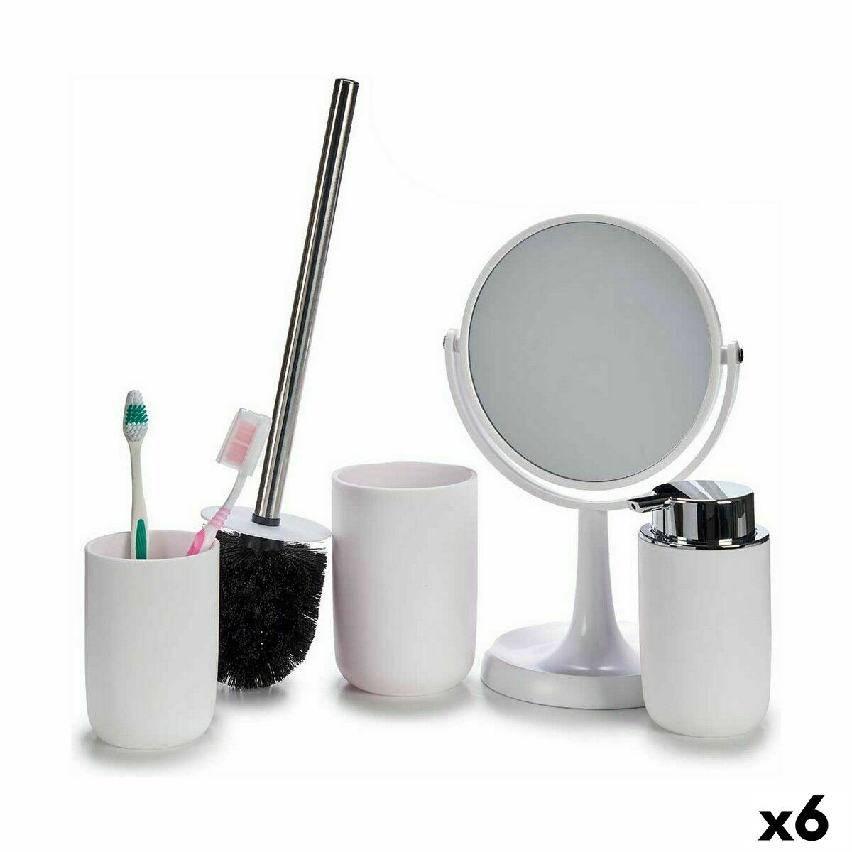 Conjunto de Banho Berilo Branco Polipropileno 16,5 x 29,5 x 17 cm 4 Peças (6 Unidades)