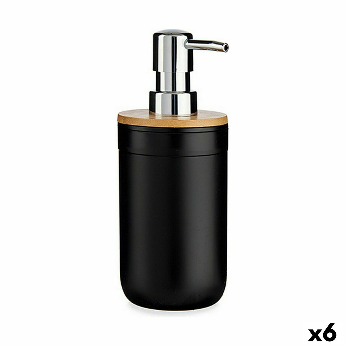 Dispensador de Sabão Berilo Preto Bambu Polipropileno 350 ml 8 x 17 x 9 cm 9 x 17 x 8 cm (6 Unidades)