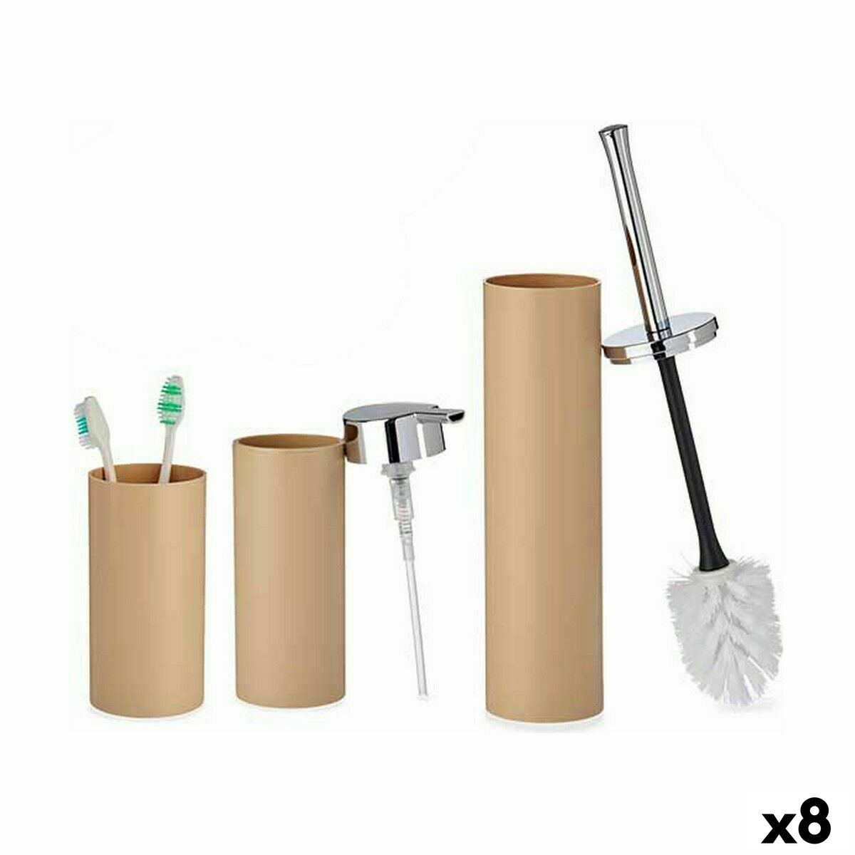 Conjunto de Banho Berilo Castanho Plástico 16,5 x 8 x 32,5 cm (8 Unidades)