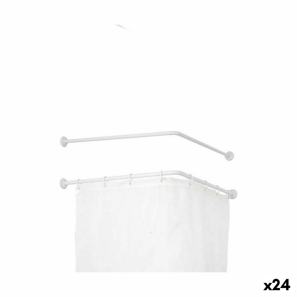 Varão para Cortinas Berilo Branco Alumínio 80 cm 5,5 x 96 x 11 cm De duche (24 Unidades)