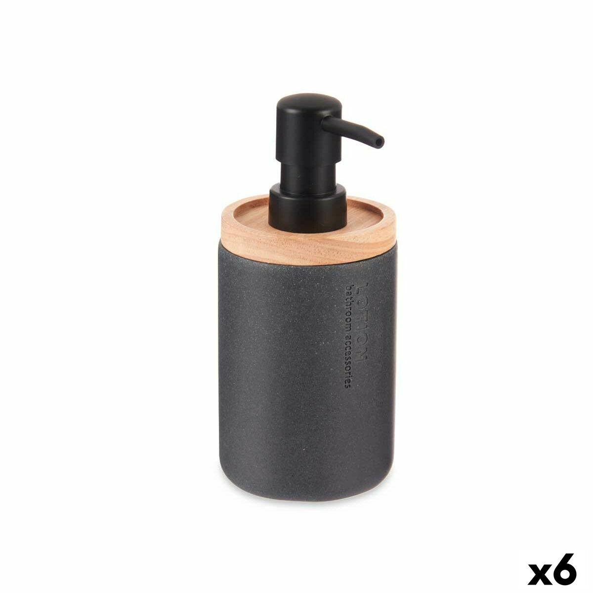 Dispensador de Sabão Berilo Preto Madeira Resina Plástico 9,5 x 18,5 x 7,8 cm (6 Unidades)