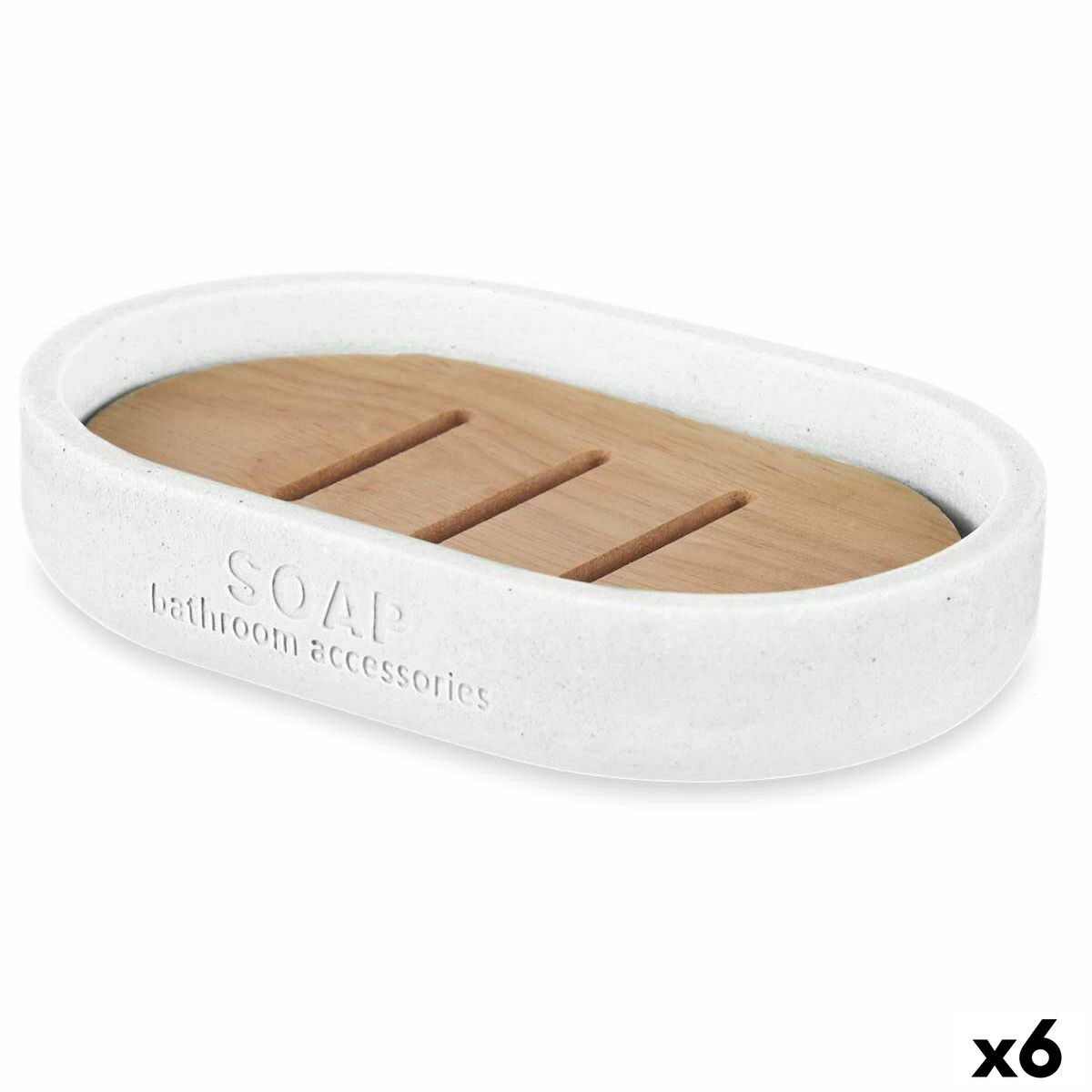 Saboneteira Berilo Branco Resina Bambu 12,5 x 2,5 x 8,5 cm (6 Unidades)