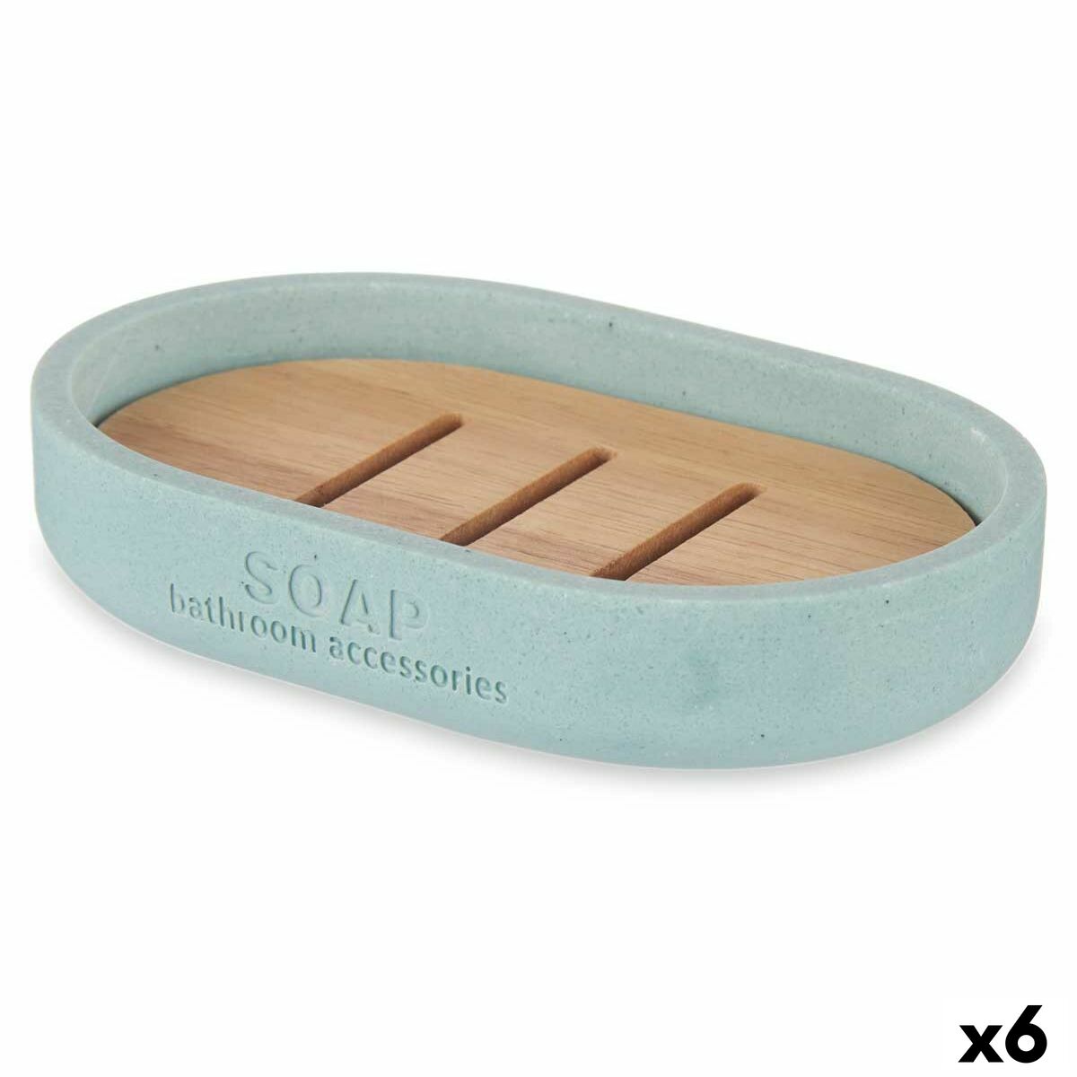 Saboneteira Berilo Azul Resina Bambu 12,5 x 2,5 x 8,5 cm (6 Unidades)