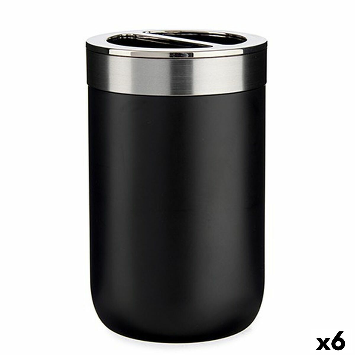 Suporte para a escova de Dentes Berilo Preto Prateado Plástico 7,7 x 11,5 x 7,7 cm 7,7 x 11,2 x 7,7 cm (6 Unidades)