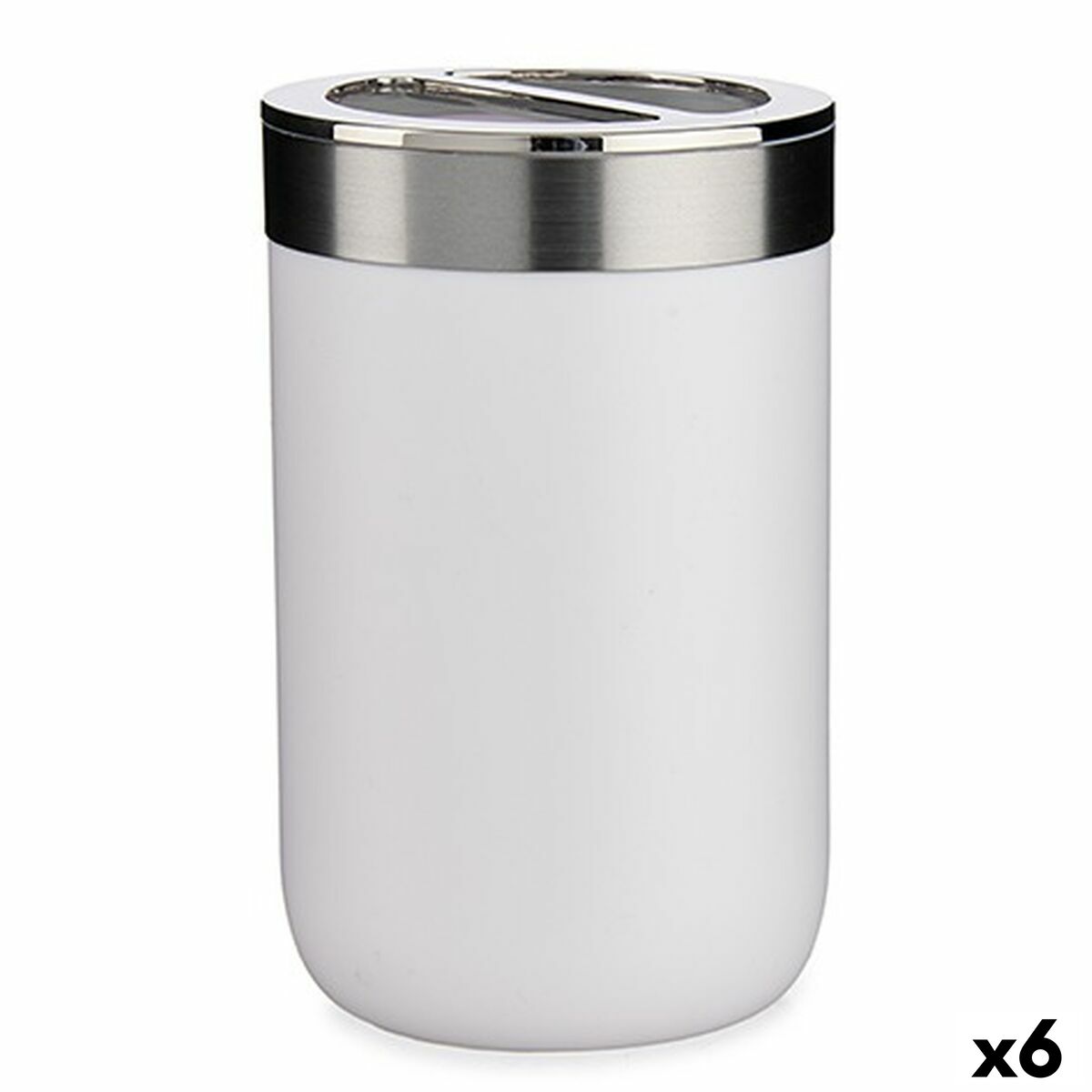 Suporte para a escova de Dentes Berilo Branco Prateado Plástico 7,7 x 11,5 x 7,7 cm 7,7 x 11,2 x 7,7 cm (6 Unidades)