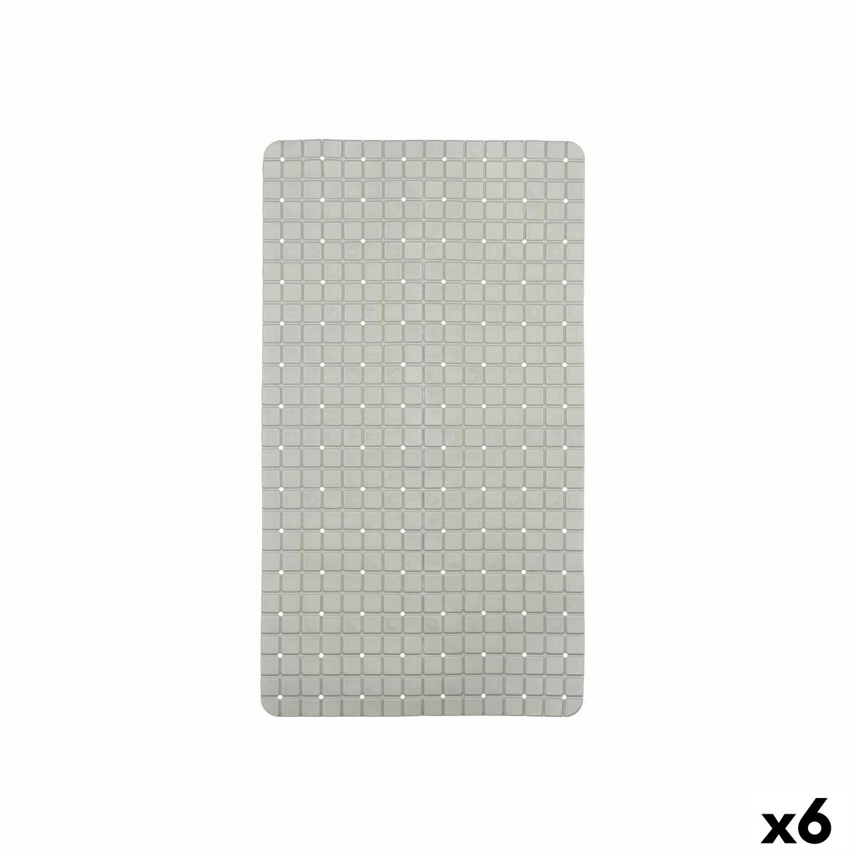 Tapete Antiderrapante para Duche Berilo Cinzento PVC 67,7 x 38,5 x 0,7 cm Quadros (6 Unidades)
