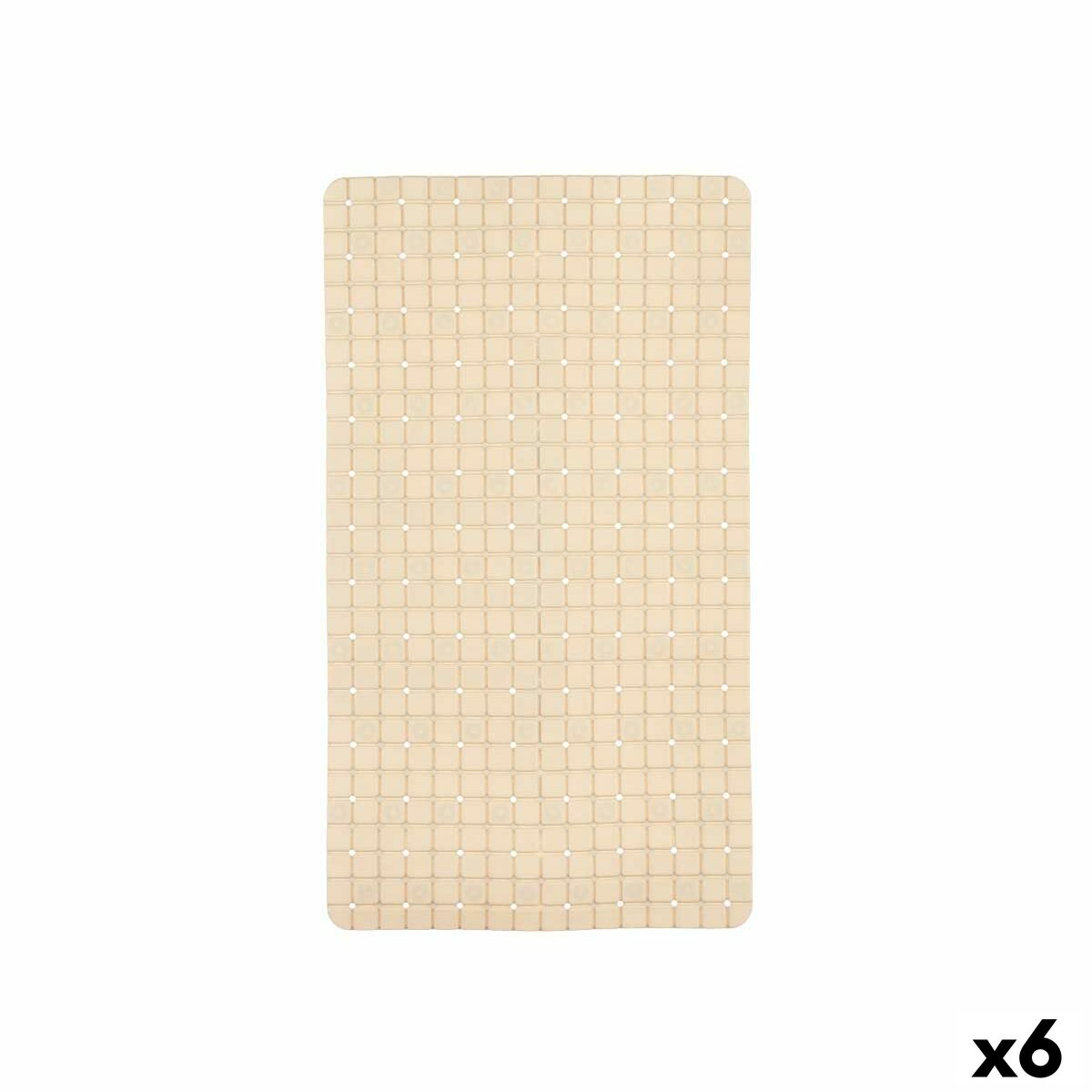 Tapete Antiderrapante para Duche Berilo Bege PVC 67,7 x 38,5 x 0,7 cm Quadros (6 Unidades)