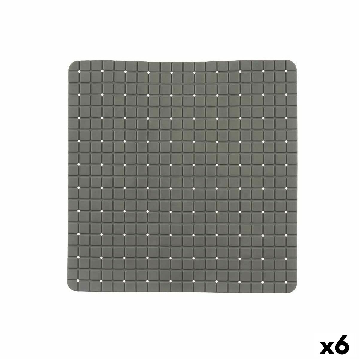 Tapete Antiderrapante para Duche Berilo Cinzento PVC 6 x 50 x 6 cm 50,3 x 50,3 x 0,7 cm Quadros (6 Unidades)