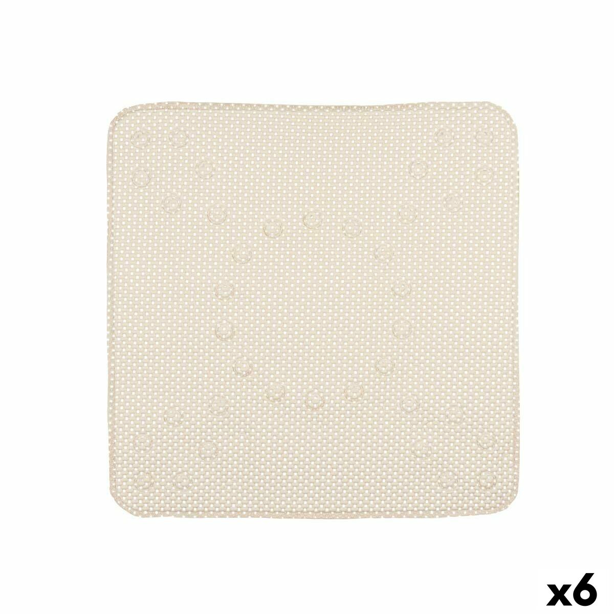 Tapete Antiderrapante para Duche Berilo Bege PVC 53 x 52,5 x 1 cm (6 Unidades)