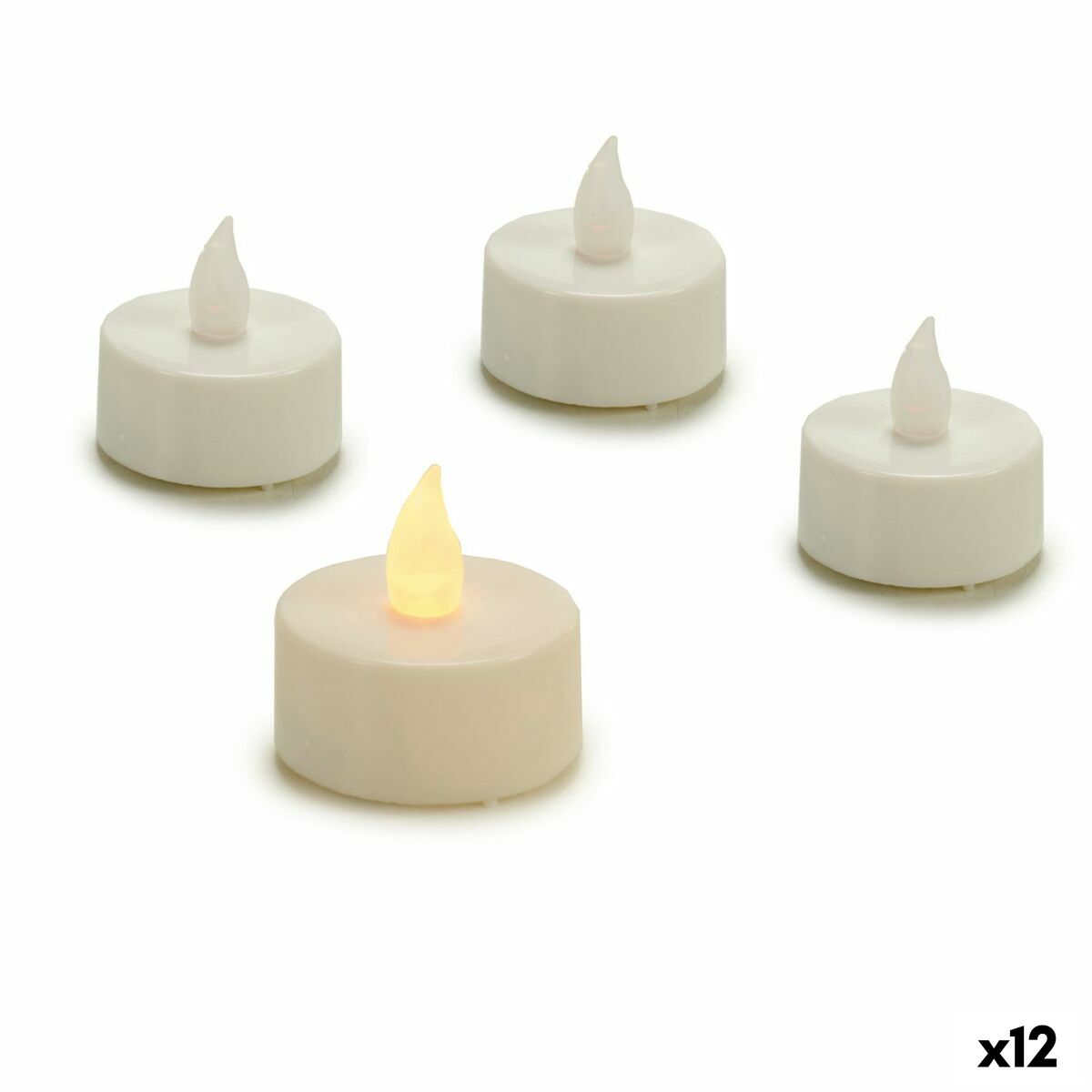 Conjunto de Velas Gift Decor Branco 4 x 4 x 3,7 cm 13,5 x 17 x 4 cm LED (12 Unidades)