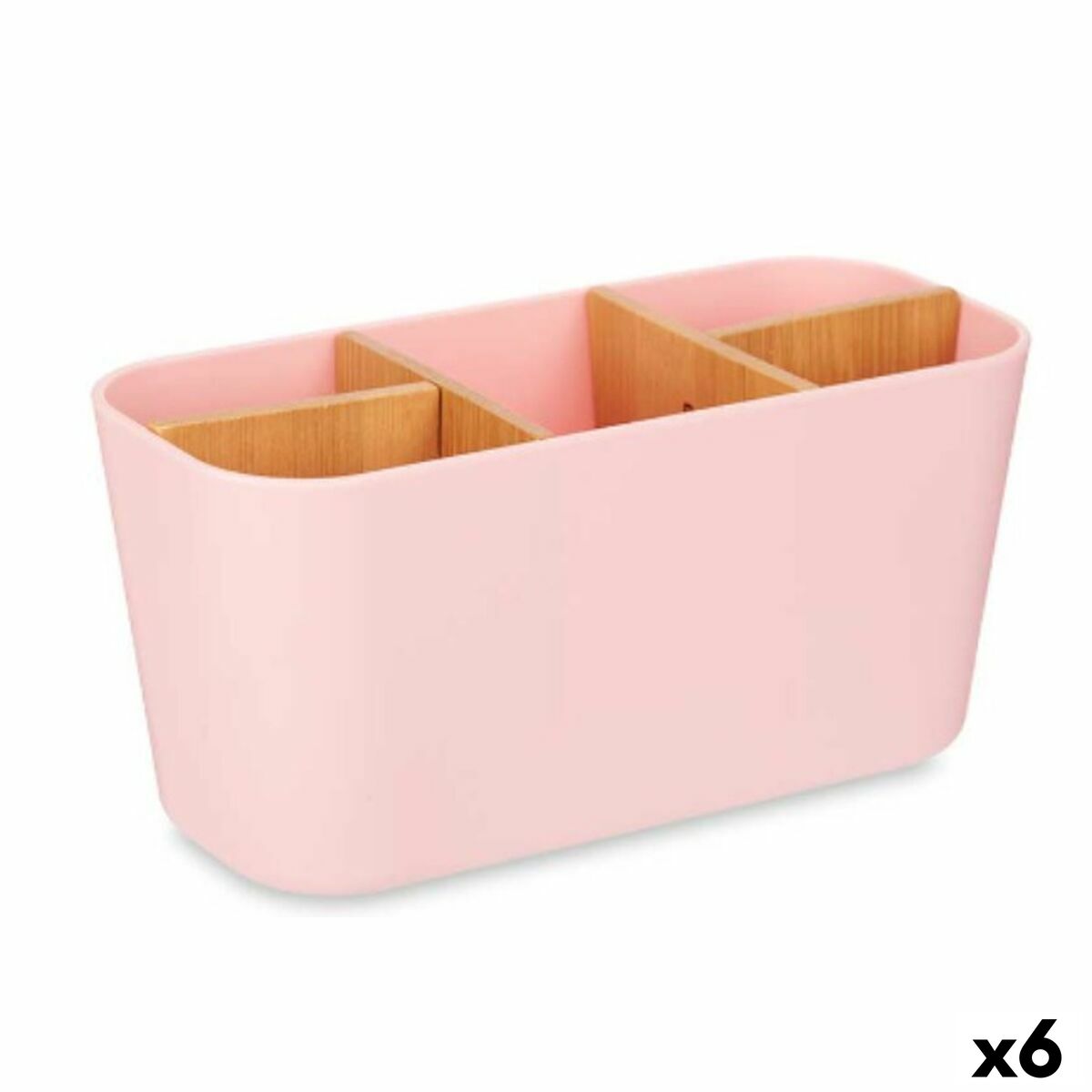 Suporte para a escova de Dentes Berilo Cor de Rosa Bambu Polipropileno 21 x 10 x 9 cm (6 Unidades)