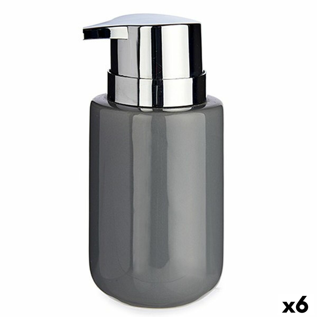 Dispensador de Sabão Berilo Cinzento Prateado Metal Cerâmica 350 ml 7 x 14,5 x 8,5 cm (6 Unidades)