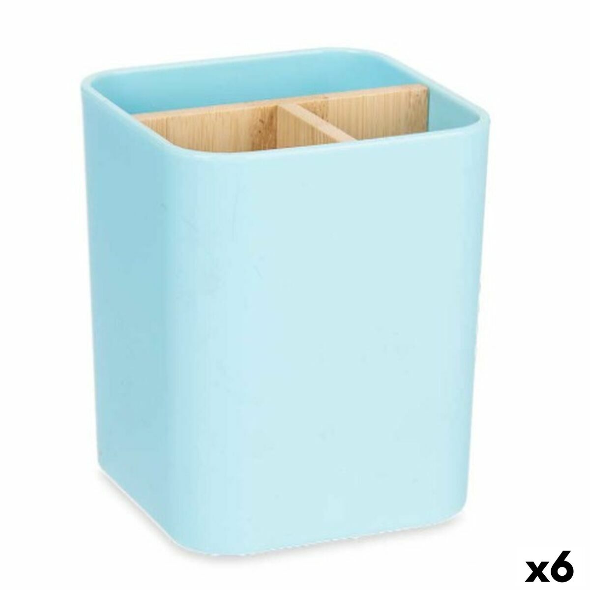 Suporte para a escova de Dentes Berilo Azul Bambu Polipropileno 9 x 11 x 9 cm (6 Unidades)