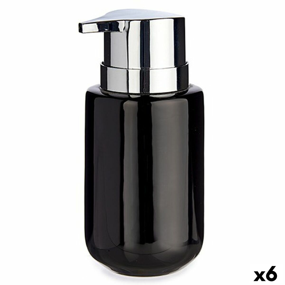 Dispensador de Sabão Berilo Preto Prateado Metal Cerâmica 350 ml 7 x 14,5 x 8,5 cm (6 Unidades)