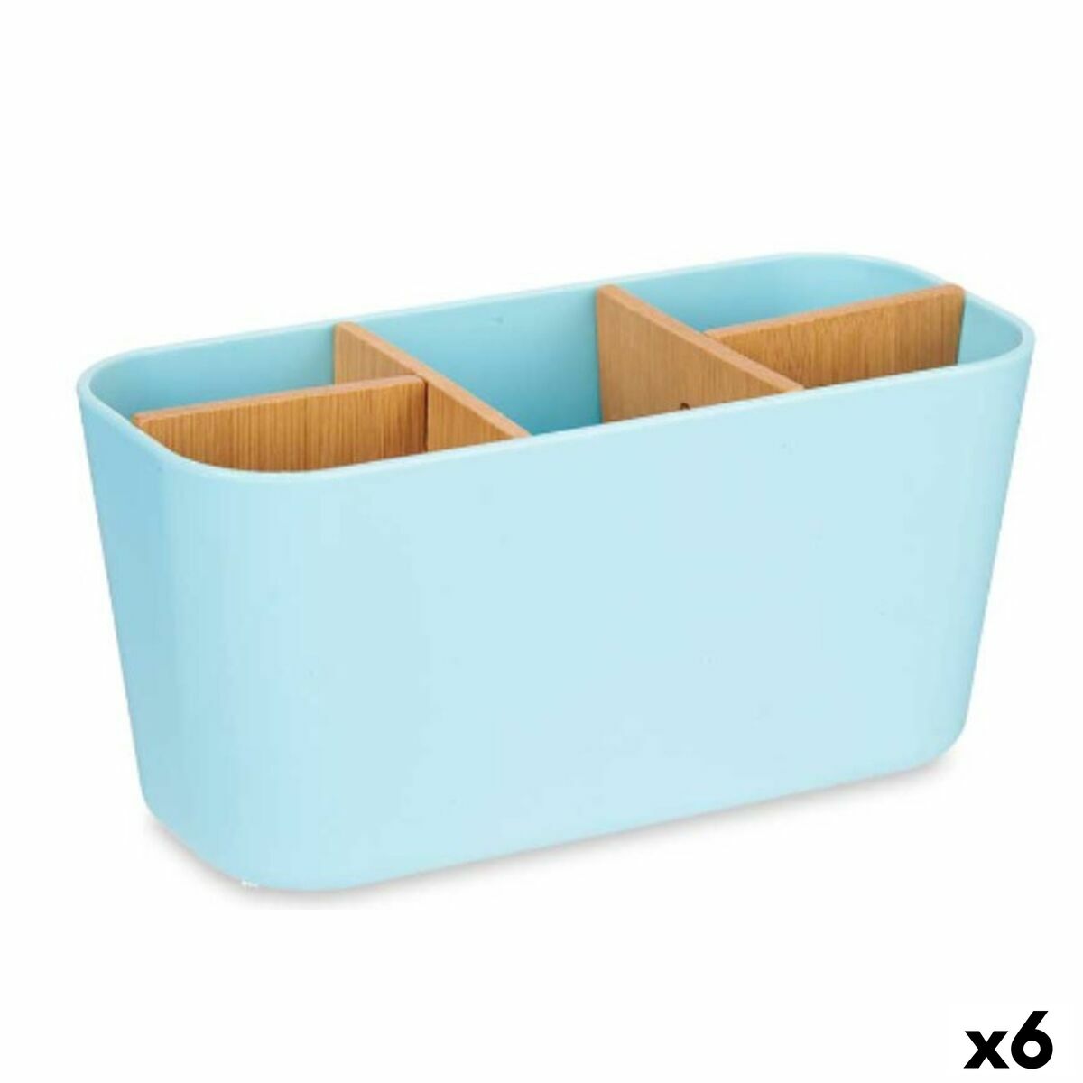 Suporte para a escova de Dentes Berilo Azul Bambu Polipropileno 21 x 10 x 9 cm (6 Unidades)