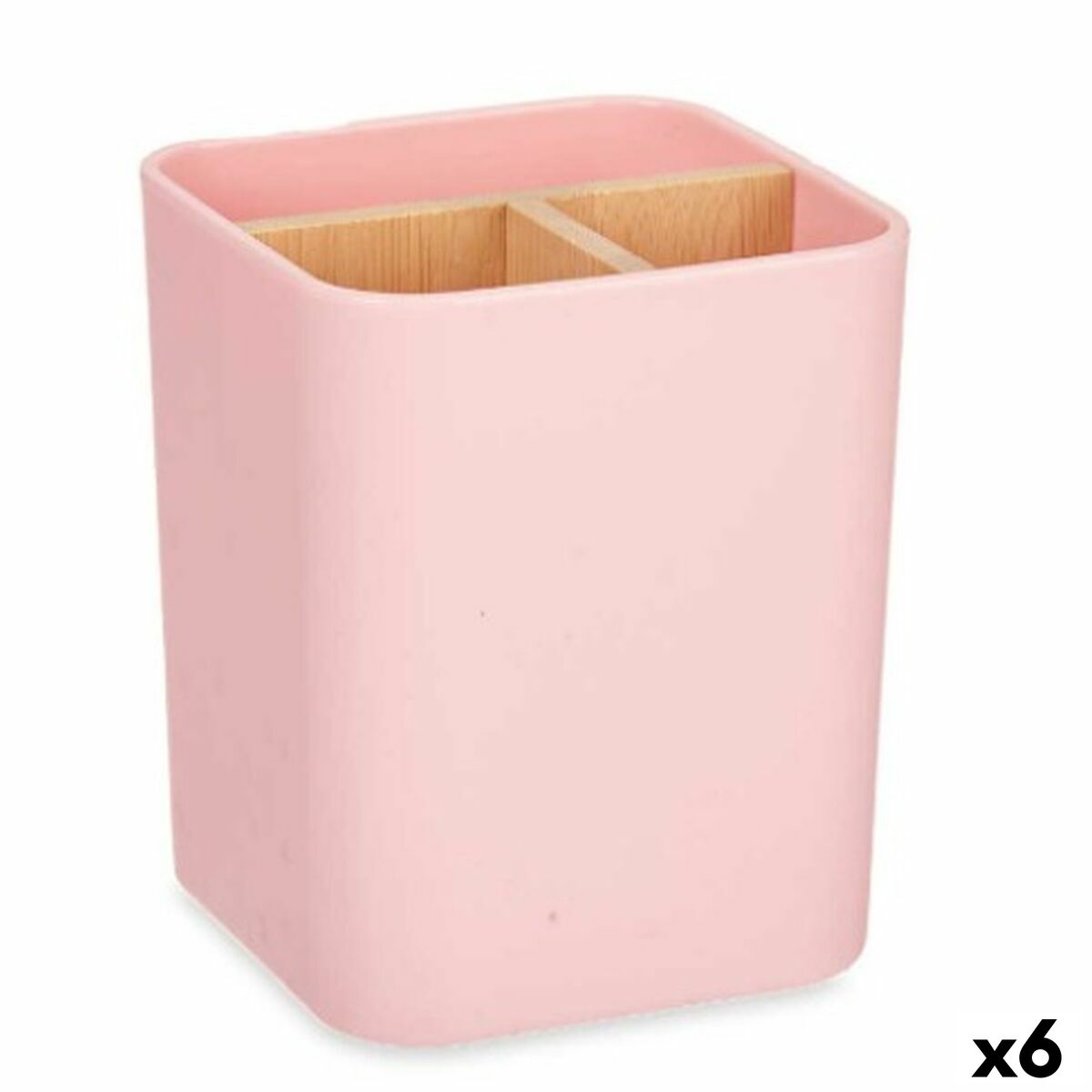Suporte para a escova de Dentes Berilo Cor de Rosa Bambu Polipropileno 9 x 11 x 9 cm (6 Unidades)