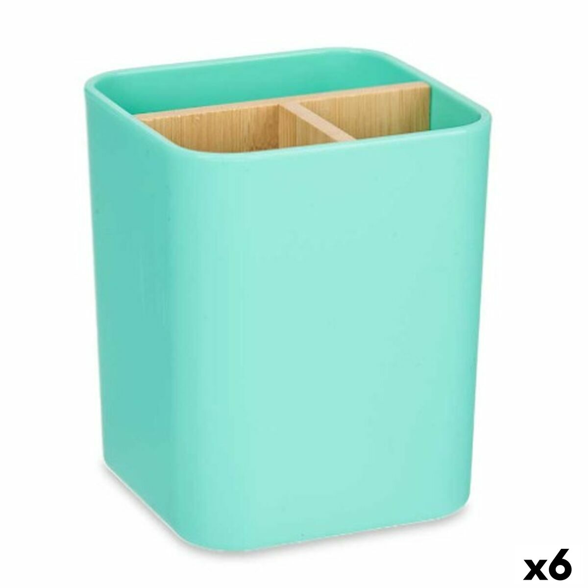 Suporte para a escova de Dentes Berilo Verde Bambu Polipropileno 9 x 11 x 9 cm (6 Unidades)