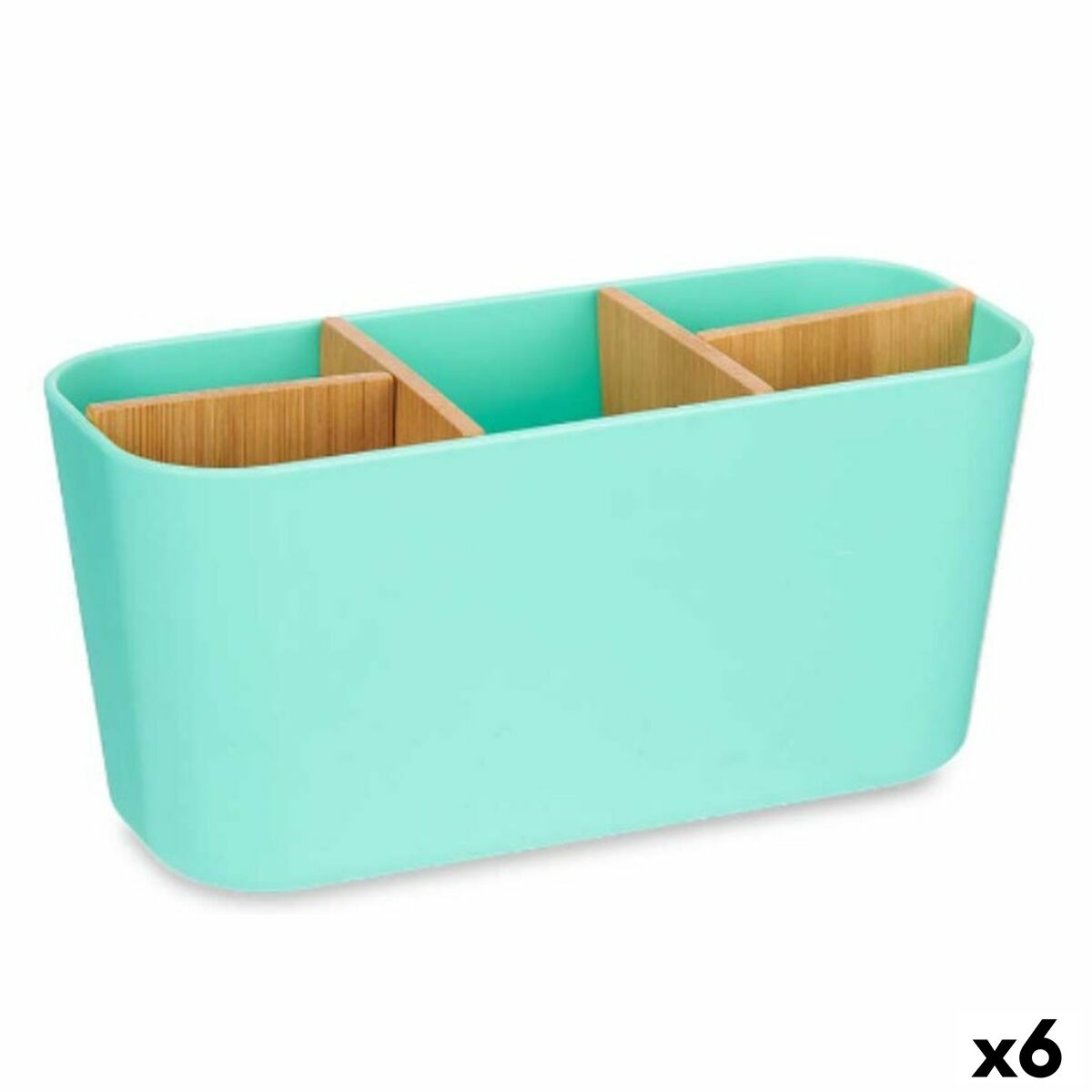Suporte para a escova de Dentes Berilo Verde Bambu Polipropileno 21 x 10 x 9 cm (6 Unidades)