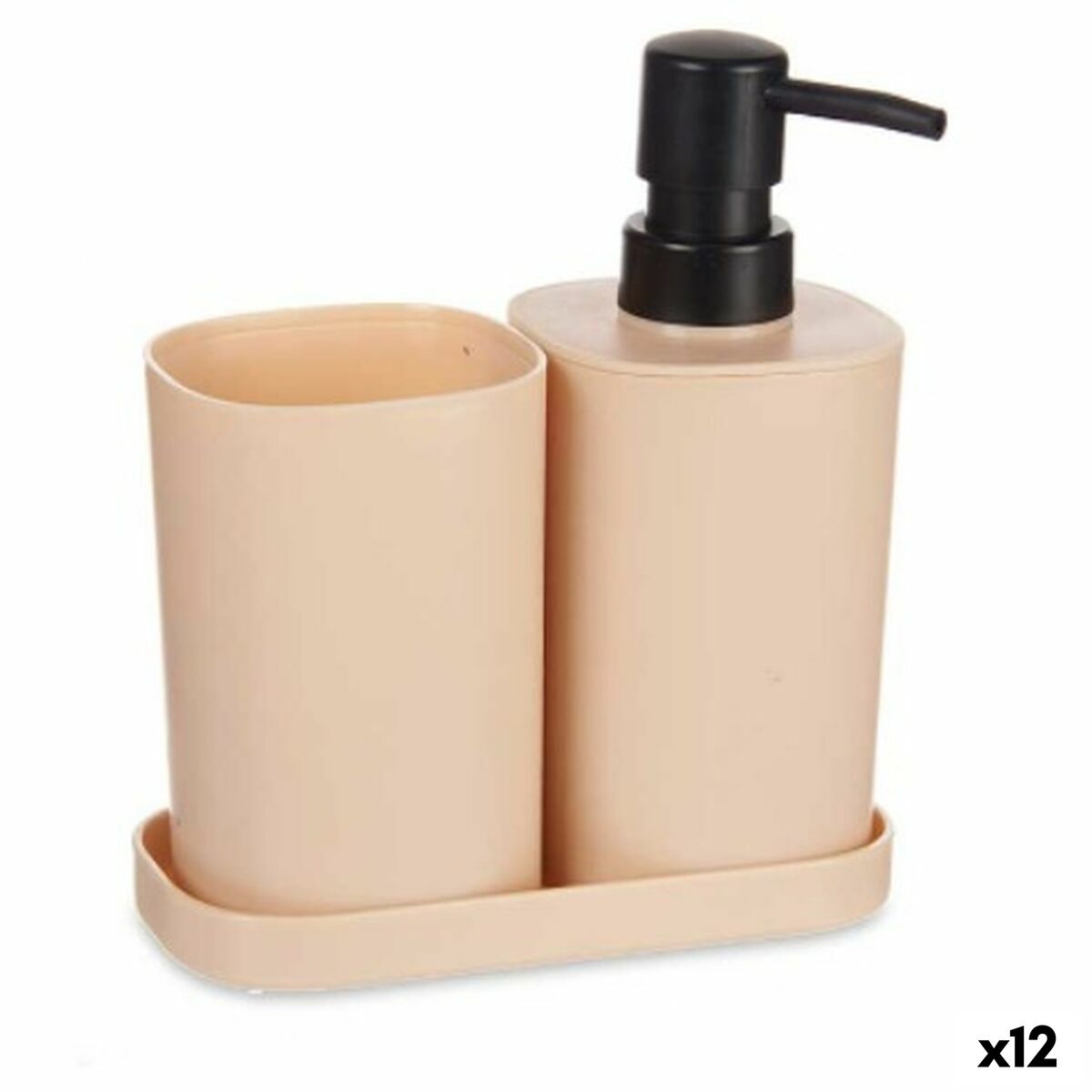 Conjunto de Banho Berilo Preto Bege Polipropileno (12 Unidades)