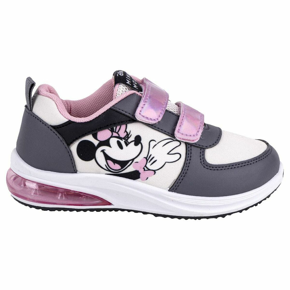 Sapatilhas Desportivas com LED Minnie Mouse Cinzento Velcro