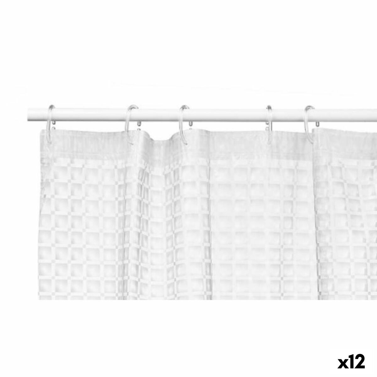 Cortina de Duche Berilo Transparente Polietileno EVA 180 x 180 cm 24 x 2 x 20 cm Quadros (12 Unidades)