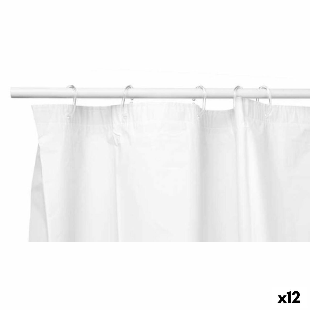 Cortina de Duche Berilo Branco Polietileno EVA 180 x 180 cm 20,5 x 34 x 2 cm (12 Unidades)