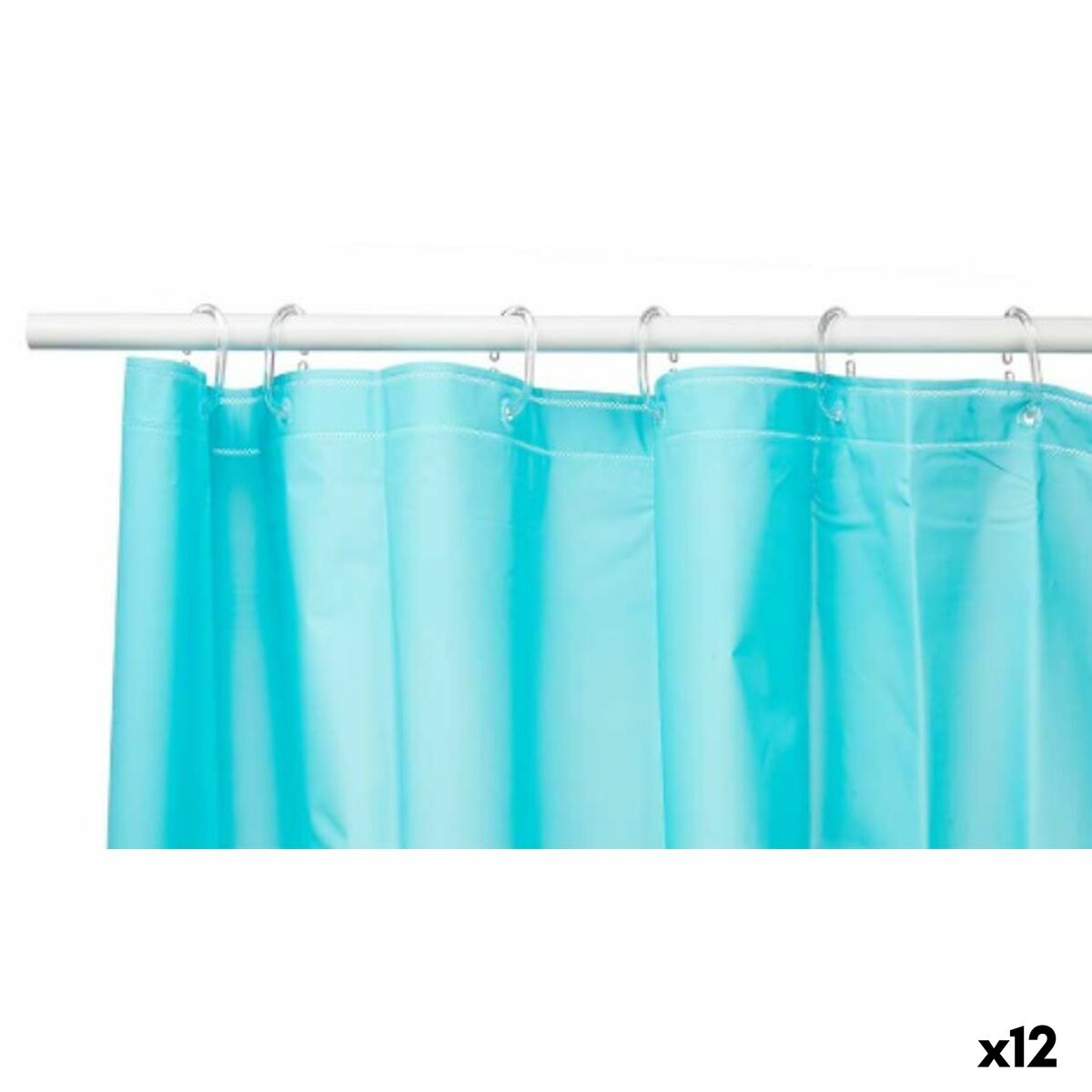Cortina de Duche Berilo Azul Polietileno EVA 180 x 180 cm (12 Unidades)