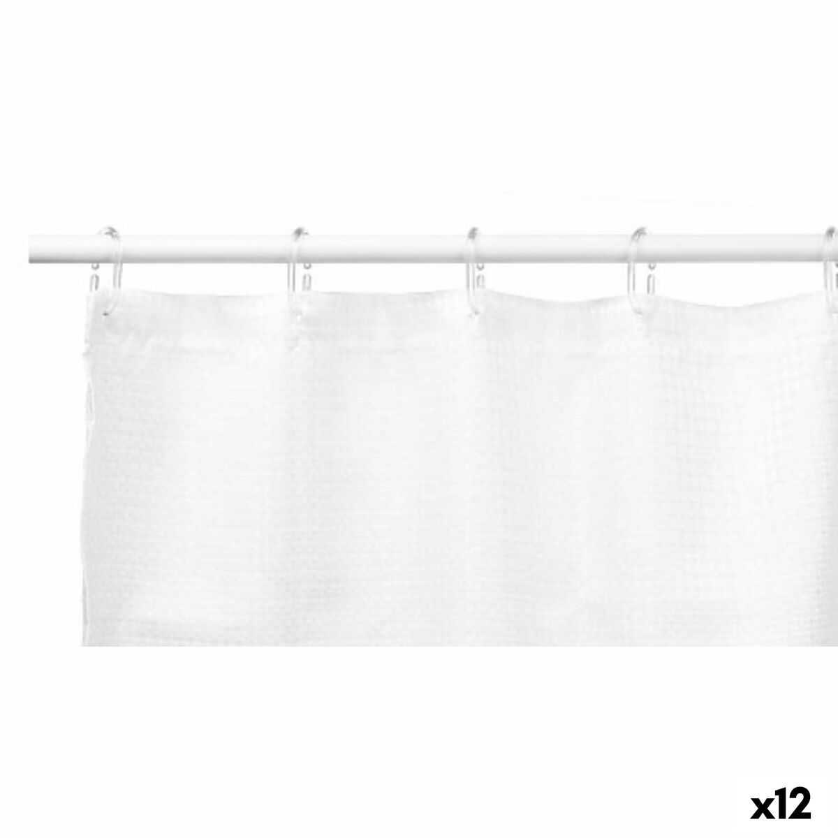 Cortina de Duche Berilo Branco Poliéster 180 x 180 cm 30 x 5 x 19 cm Pontos (12 Unidades)