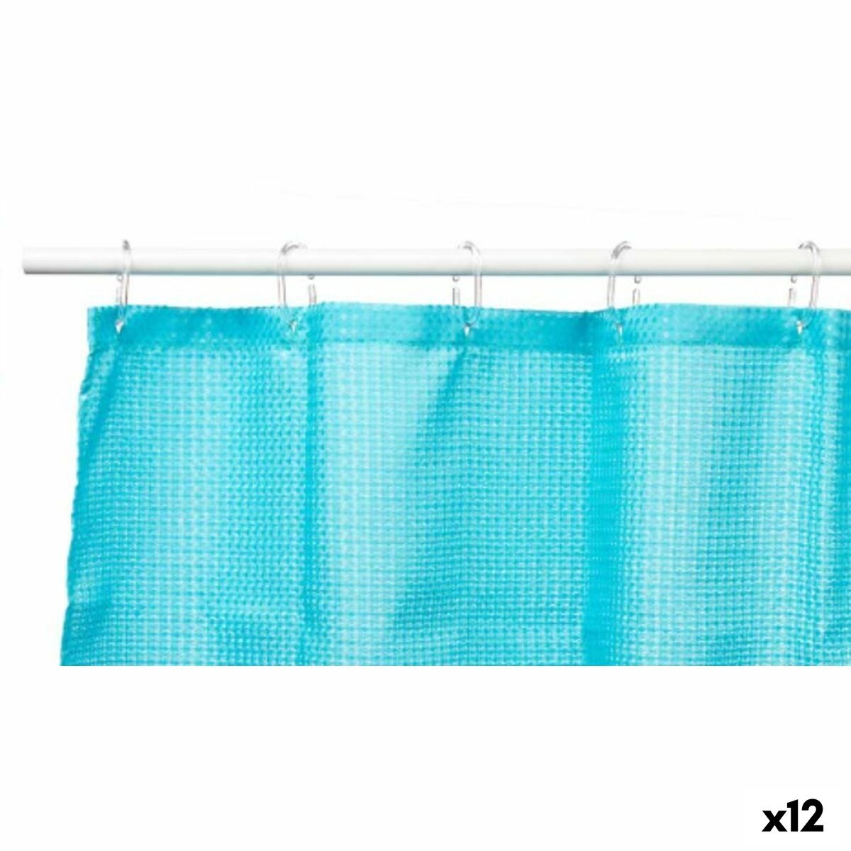 Cortina de Duche Berilo Azul Poliéster 180 x 180 cm 30 x 5 x 19 cm Pontos (12 Unidades)