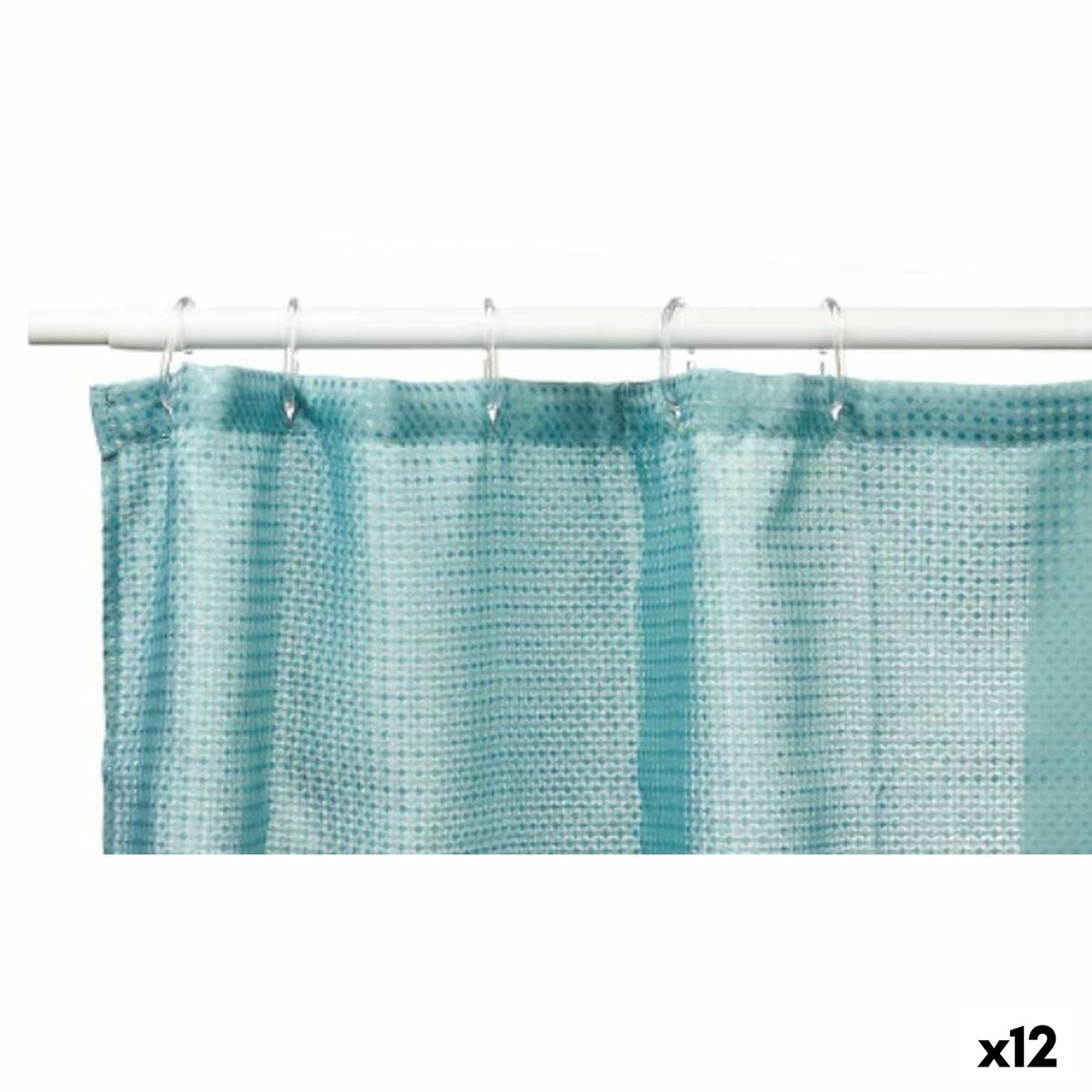 Cortina de Duche Berilo Verde Turquesa Poliéster 180 x 180 cm 30 x 5 x 19 cm Pontos (12 Unidades)