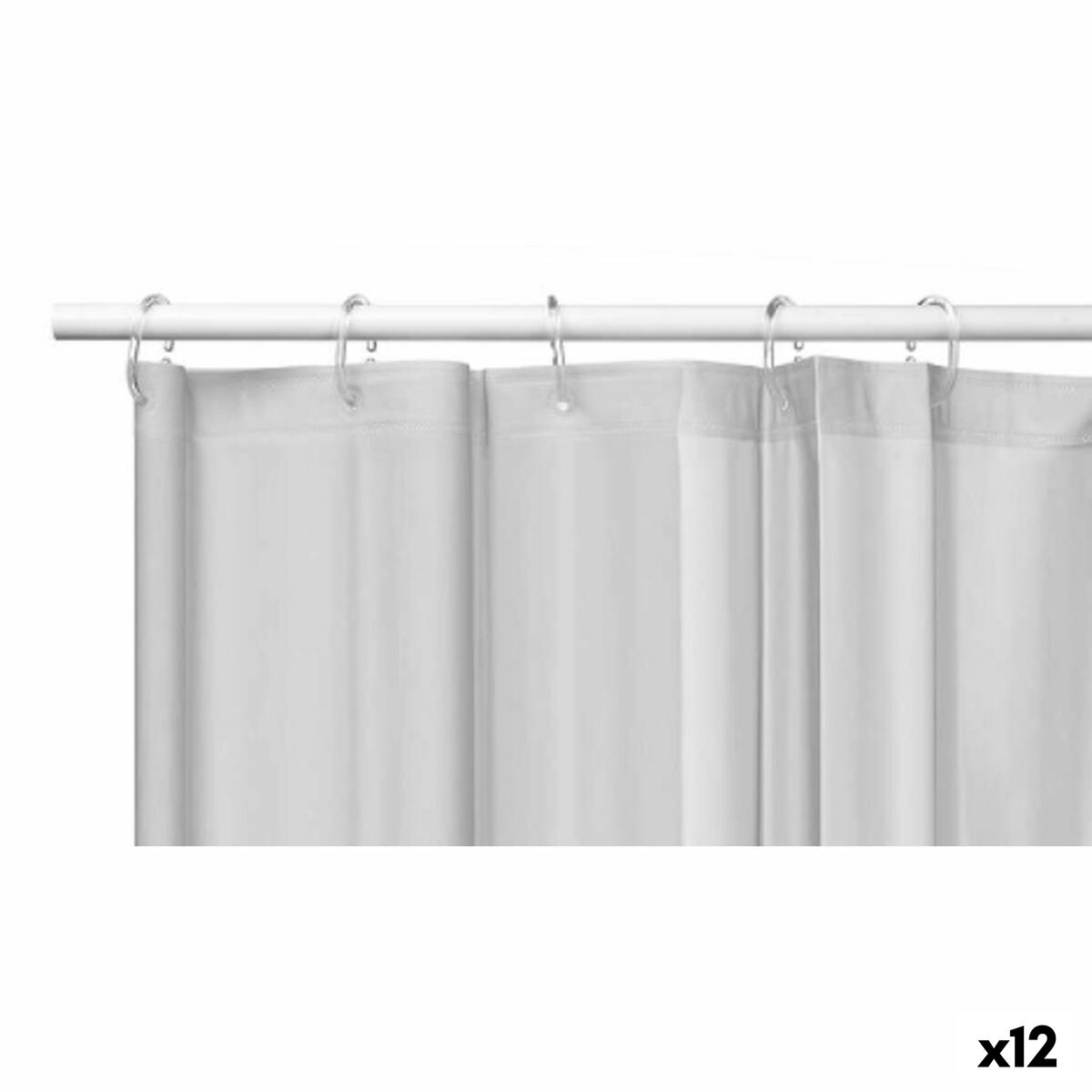 Cortina de Duche Berilo Cinzento Polietileno EVA 180 x 180 cm (12 Unidades)