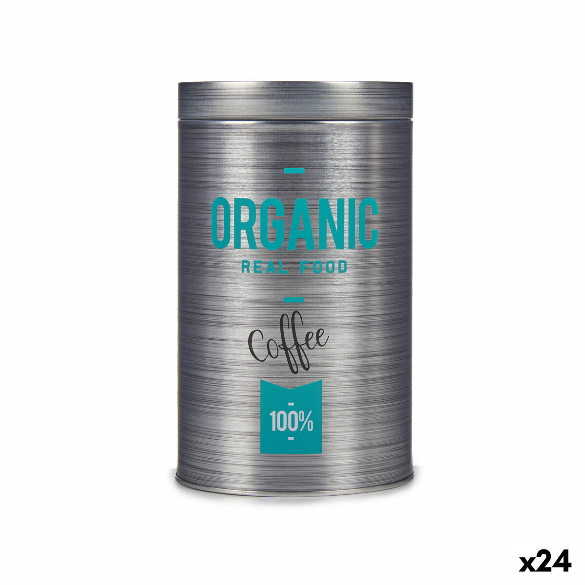 Lata de Metal Kinvara Organic Cinzento Folha de Flandres 10,4 x 18,2 x 10,4 cm Café (24 Unidades)