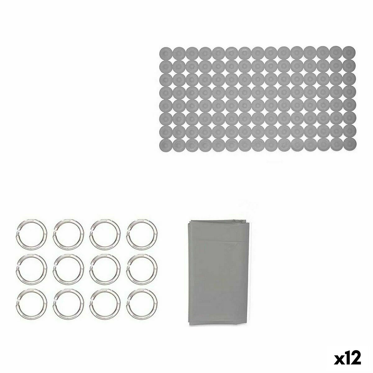 Conjunto de Banho Berilo Cinzento PVC Polietileno EVA 28 x 42 x 6 cm (12 Unidades)