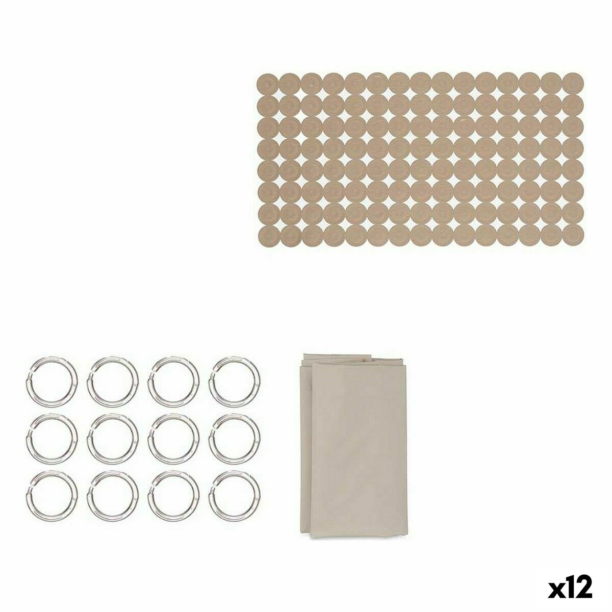 Conjunto de Banho Berilo Bege PVC Polietileno EVA 28,5 x 43 x 6 cm (12 Unidades)